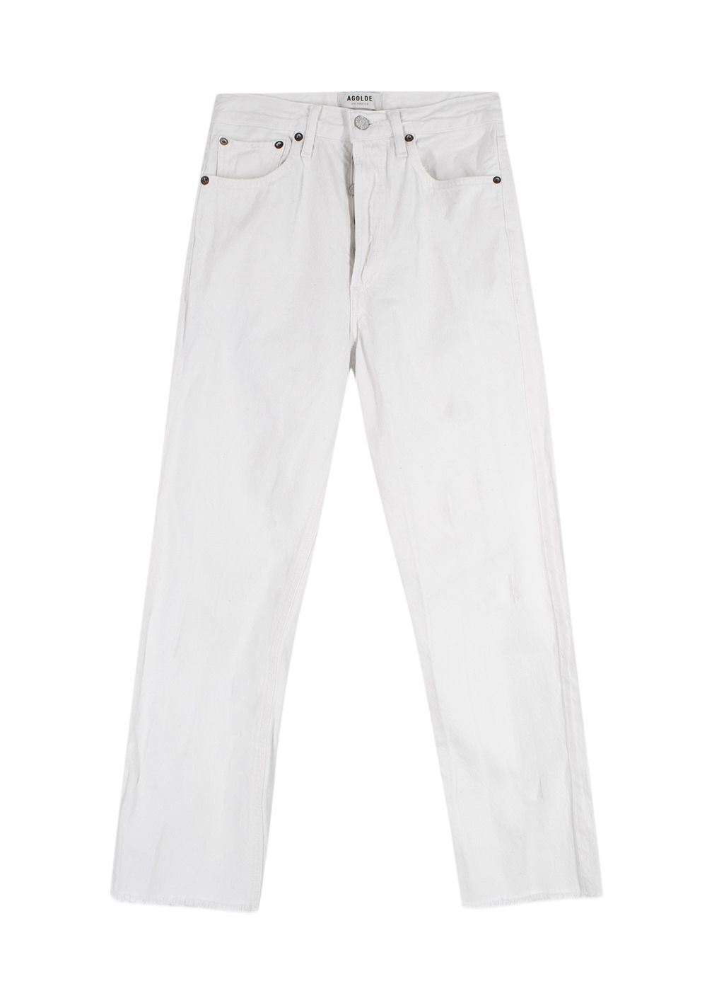 Agolde White Mid Rise Straight Leg Jeans Size XXS cotton