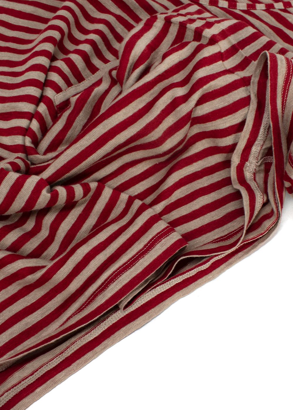 Saint Laurent Red and Beige Striped Linen T-Shirt Size M