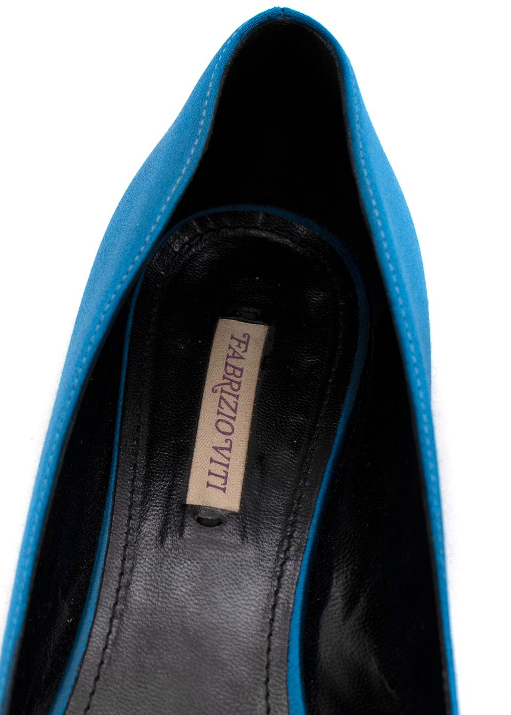 Preowned Fabrizio Viti bicolour satin bow front flat pumps Size 36 Blue