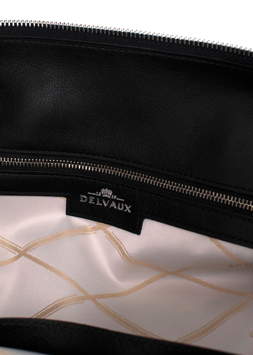 Preowned Delvaux Black Suede  Leather Tote Bag leather/hardware-/metal