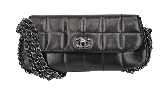 Preowned Chanel Vintage Black Chain Shoulder Bag leather