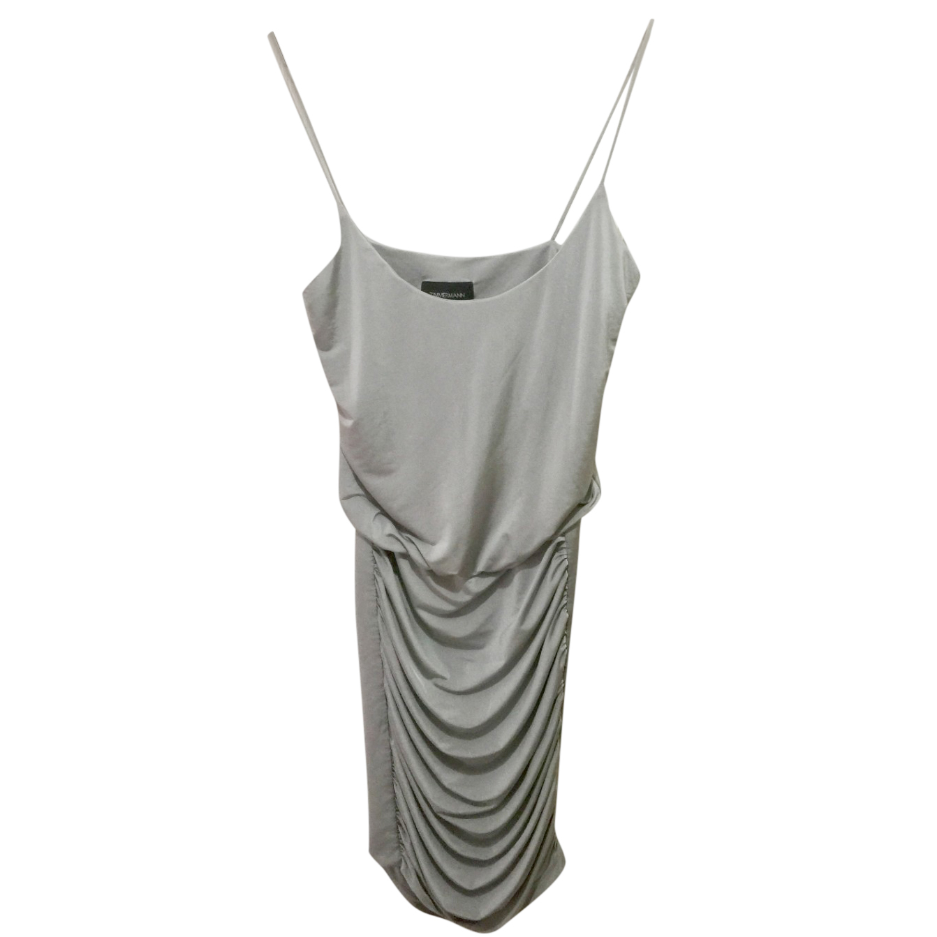 Preowned Zimmermann Ruched Silver Dress Size S Grey lycra