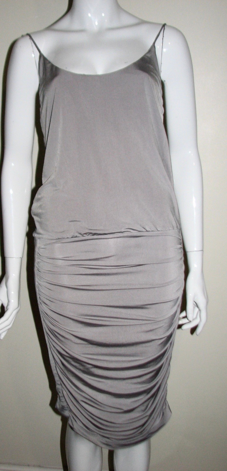 Preowned Zimmermann Ruched Silver Dress Size S Grey lycra