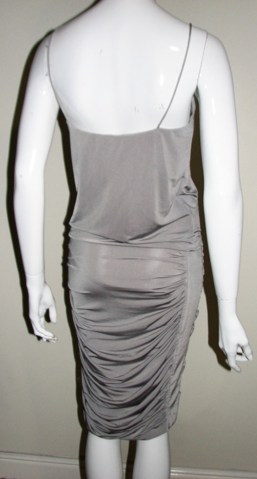 Preowned Zimmermann Ruched Silver Dress Size S Grey lycra