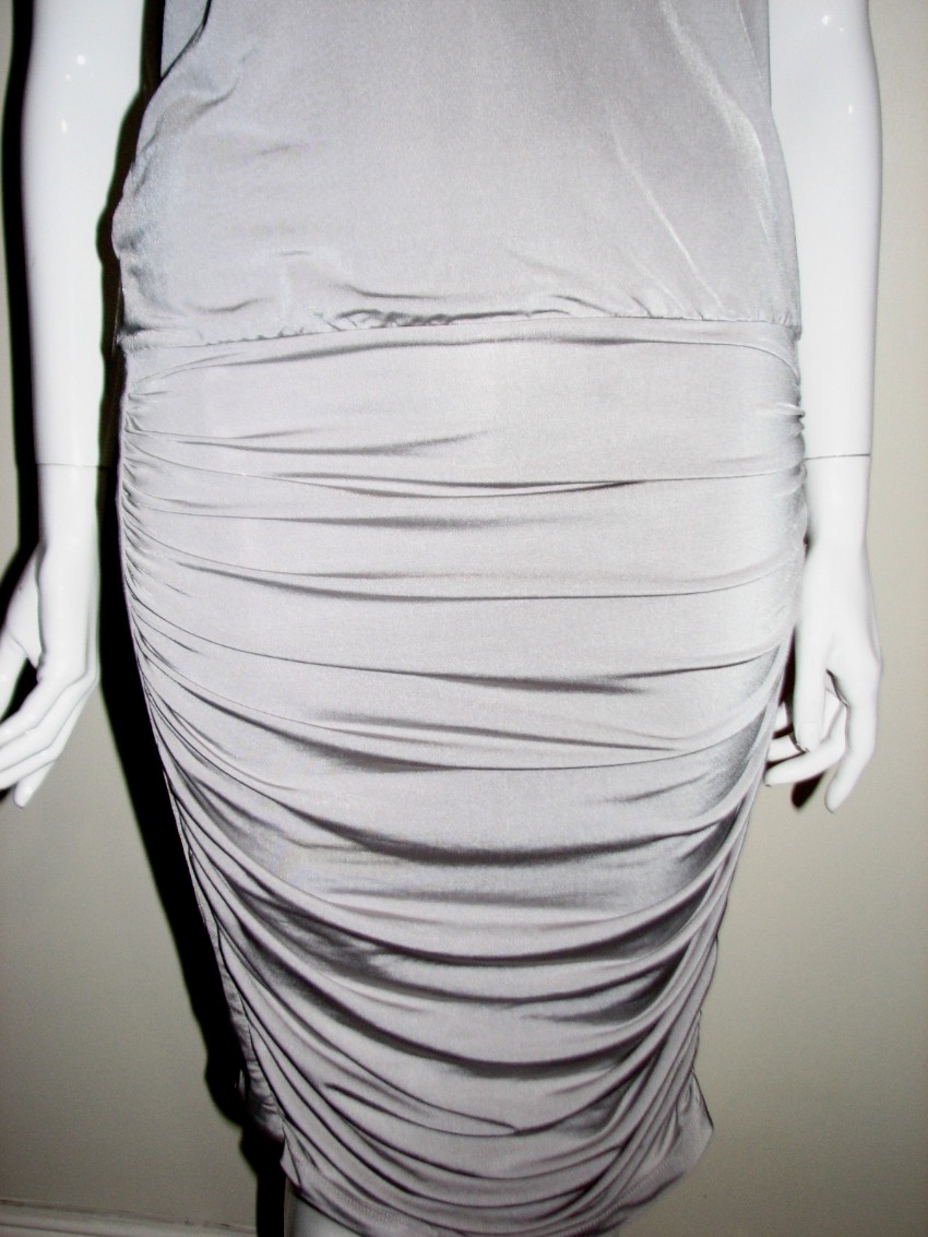 Preowned Zimmermann Ruched Silver Dress Size S Grey lycra