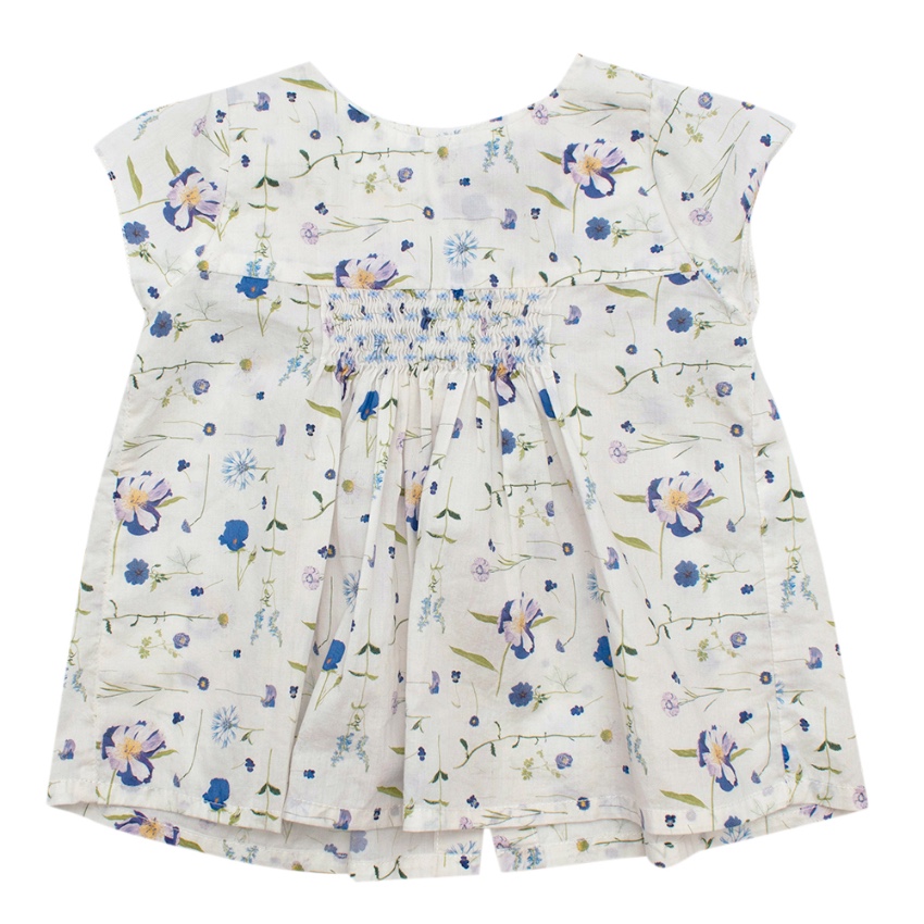 Boys Preowned Fleurisse White Floral Cotton Smocking Dress Size 18-24 Months Floral / Patterned