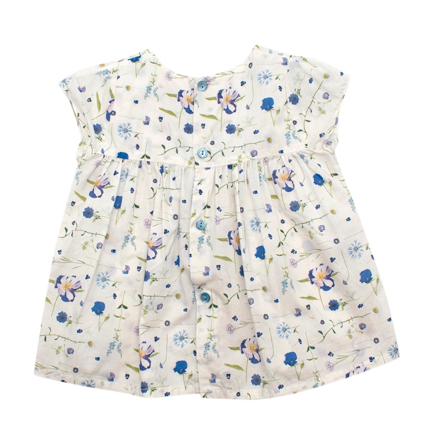 Boys Preowned Fleurisse White Floral Cotton Smocking Dress Size 18-24 Months Floral / Patterned