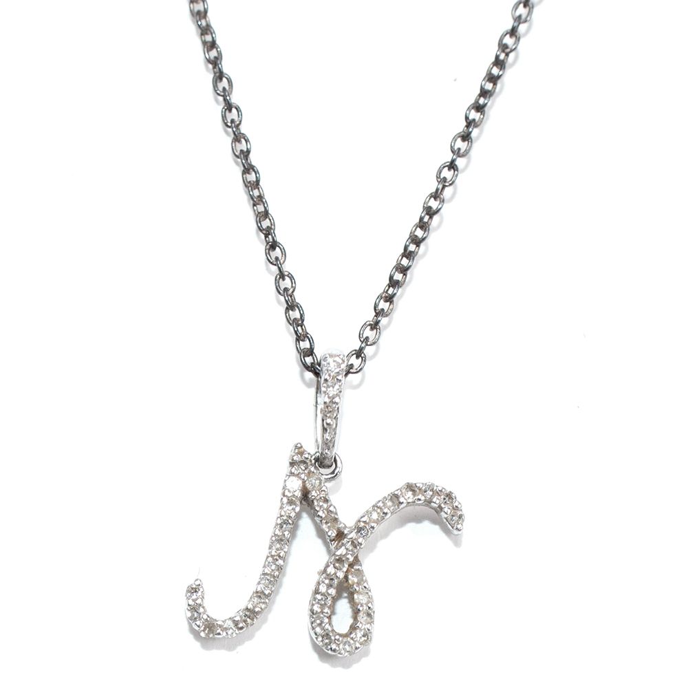 La Mome Bijou Crystal N Pendant Silver Necklace