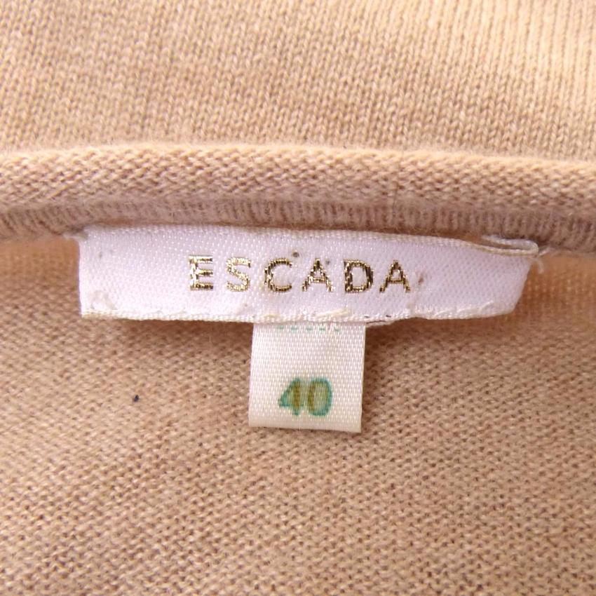 ESCADA beige pink cashmere jeweled crystal sweater Size M