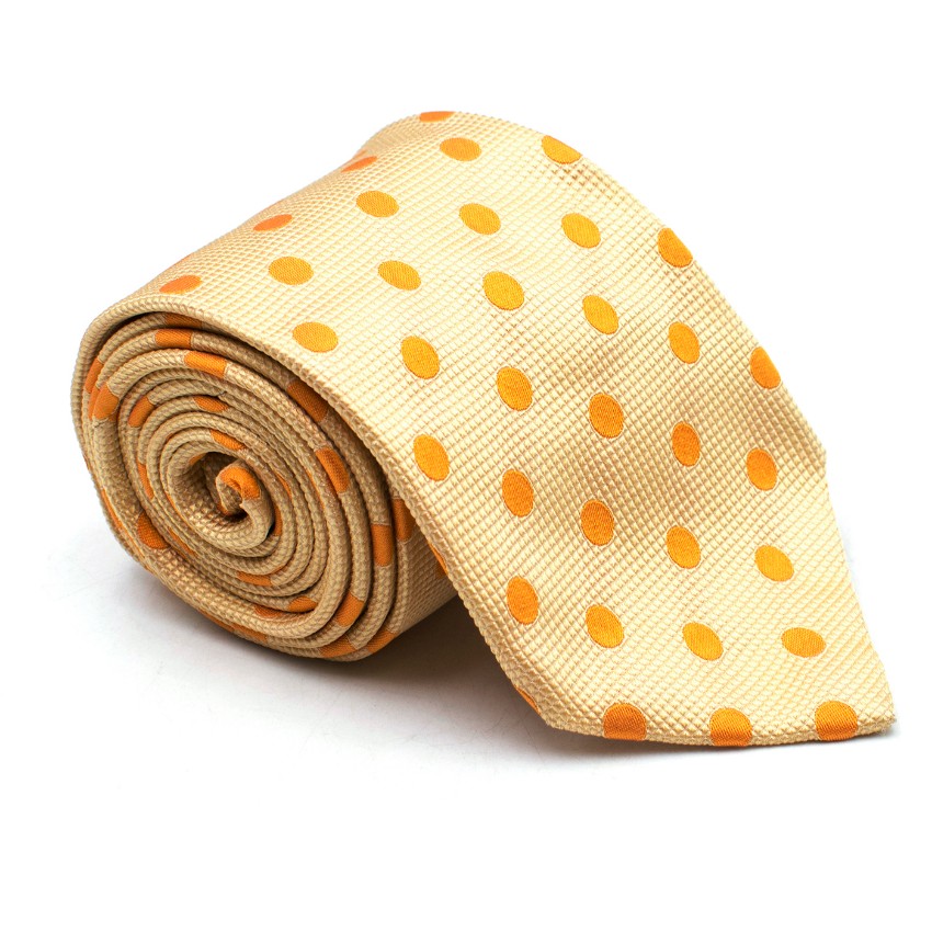 Men's Henry Cottons Yellow Polka-Dot Print Silk Tie cotton