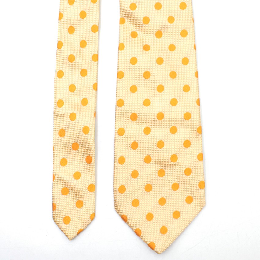 Men's Henry Cottons Yellow Polka-Dot Print Silk Tie cotton