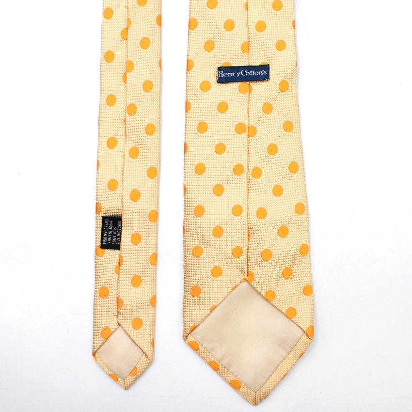 Men's Henry Cottons Yellow Polka-Dot Print Silk Tie cotton