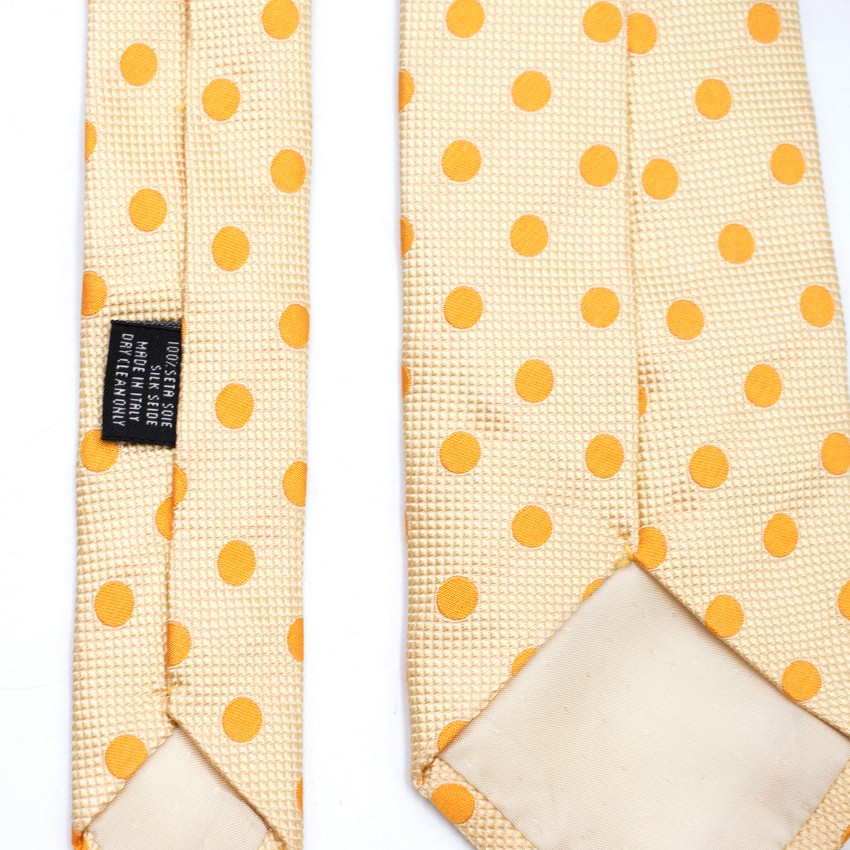 Men's Henry Cottons Yellow Polka-Dot Print Silk Tie cotton