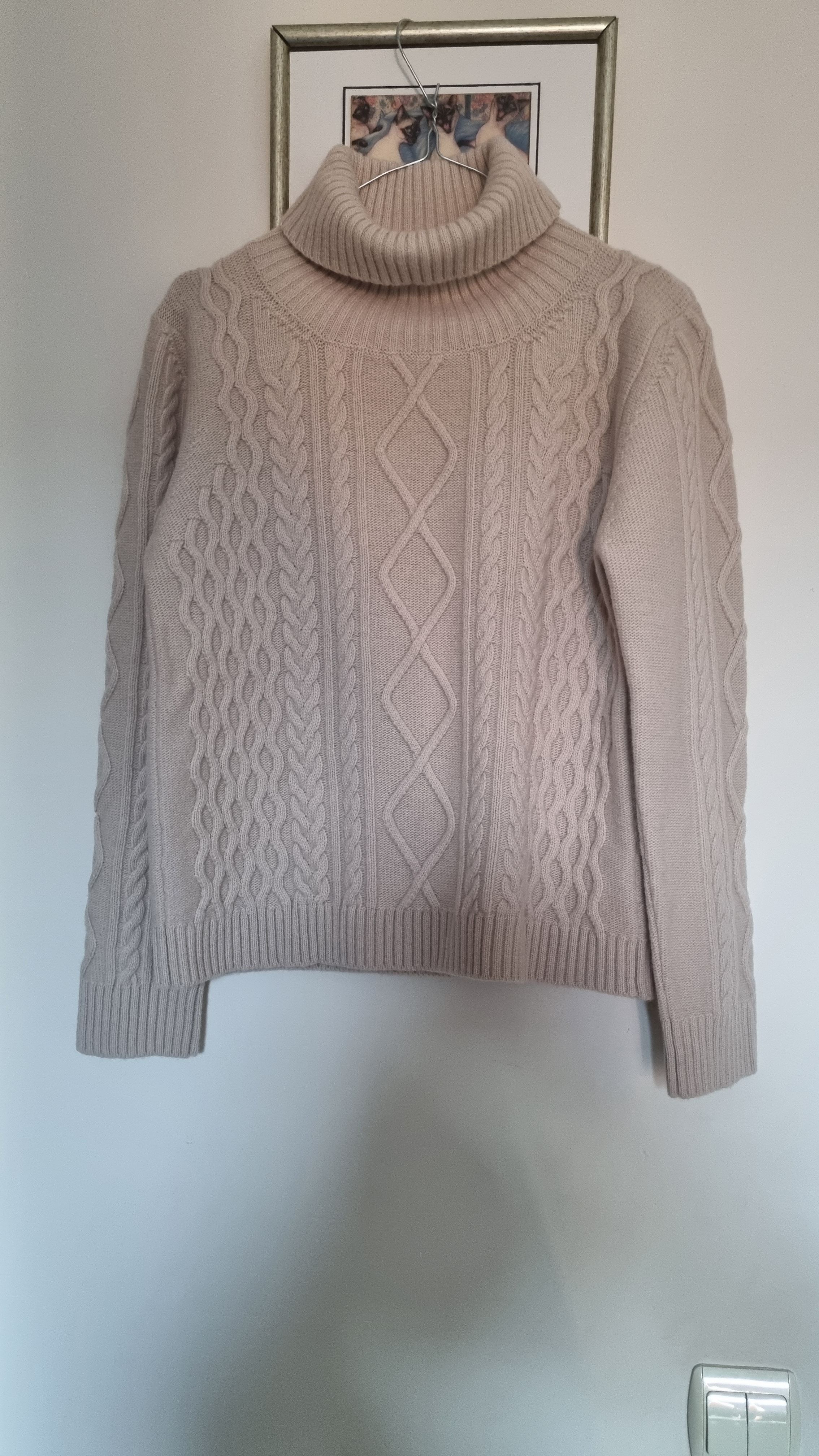 Max Mara Beige Turtleneck Wool Jumper Size M sand