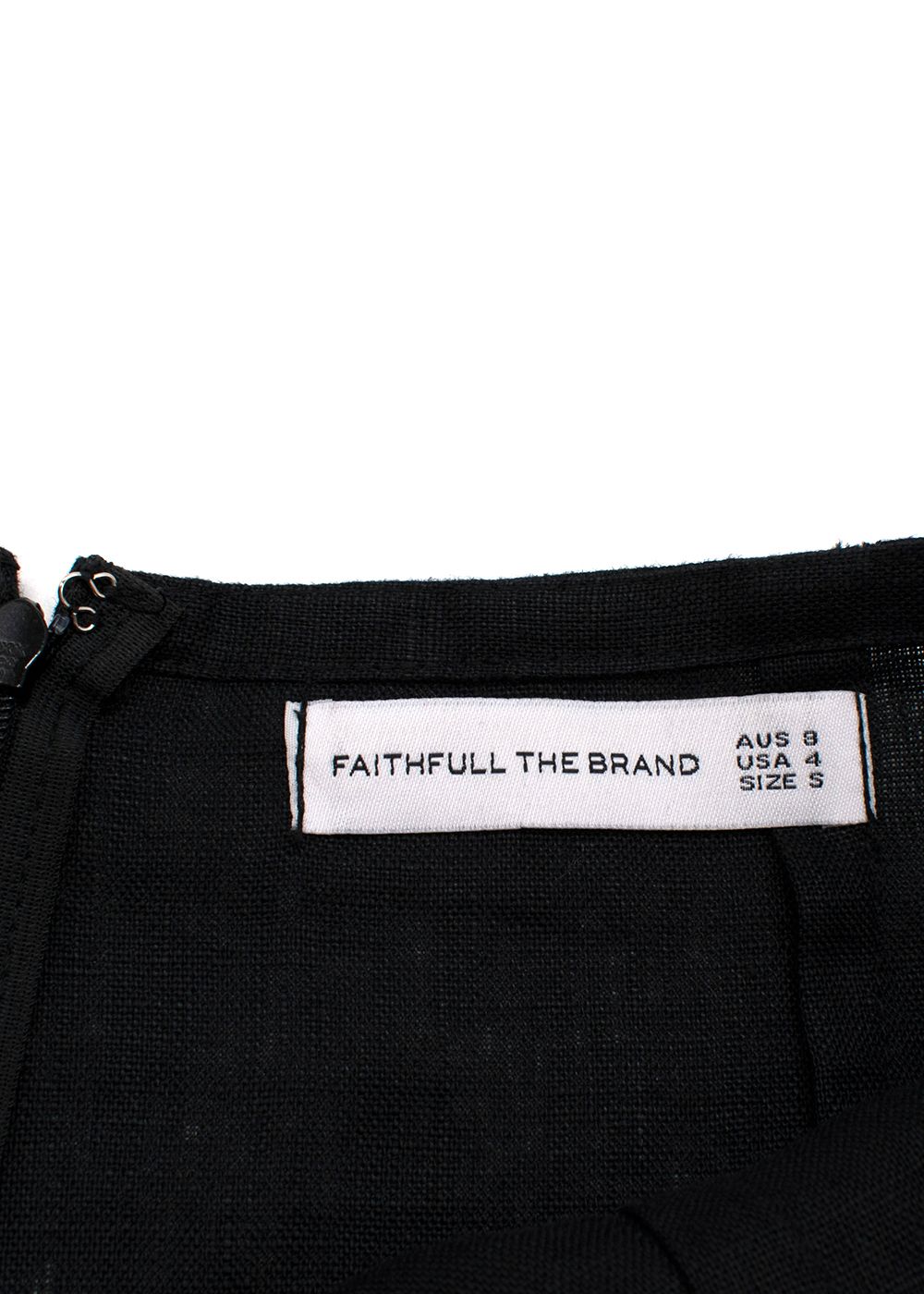 Faithfull The Brand Black Wide Leg Linen Trousers Size S