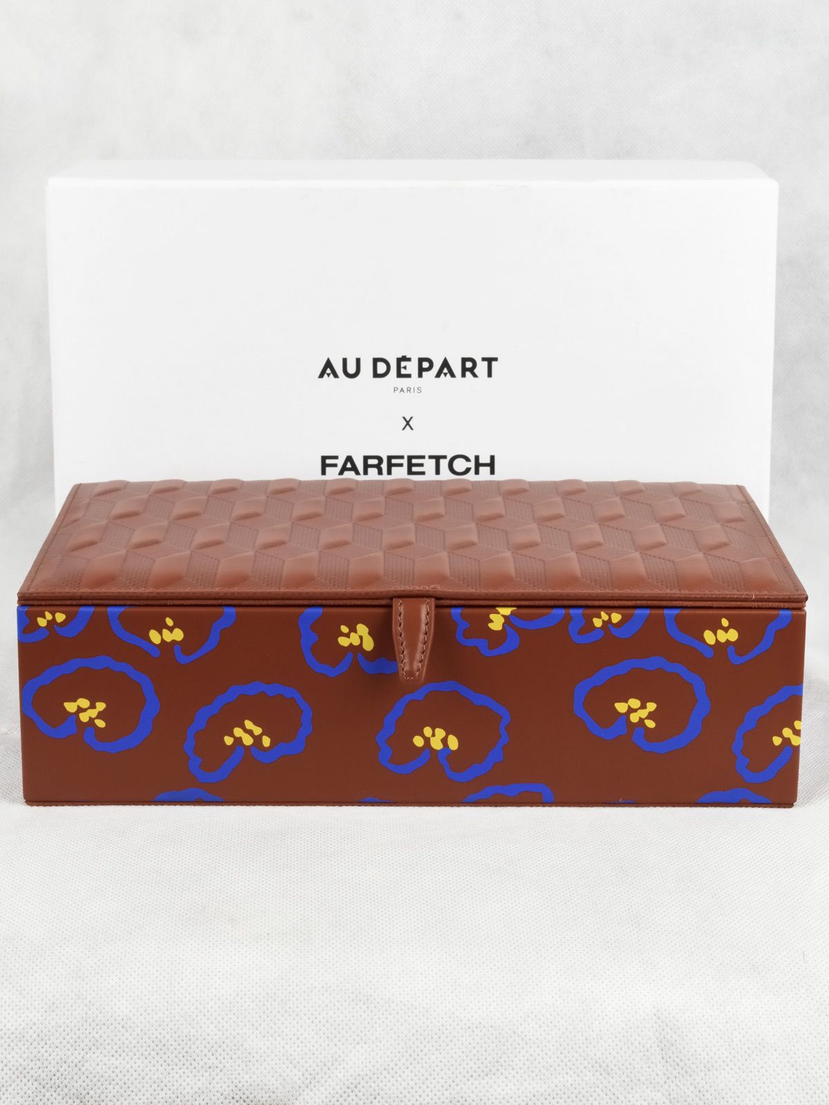 Au Depart x Farfetch Embossed Jewellery Box Brown leather