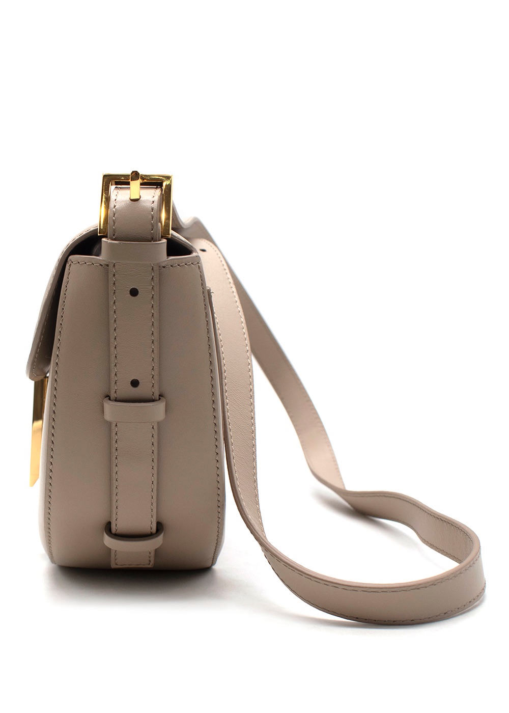 Demellier Taupe Leather The Tokyo Cross-Body Saddle Bag