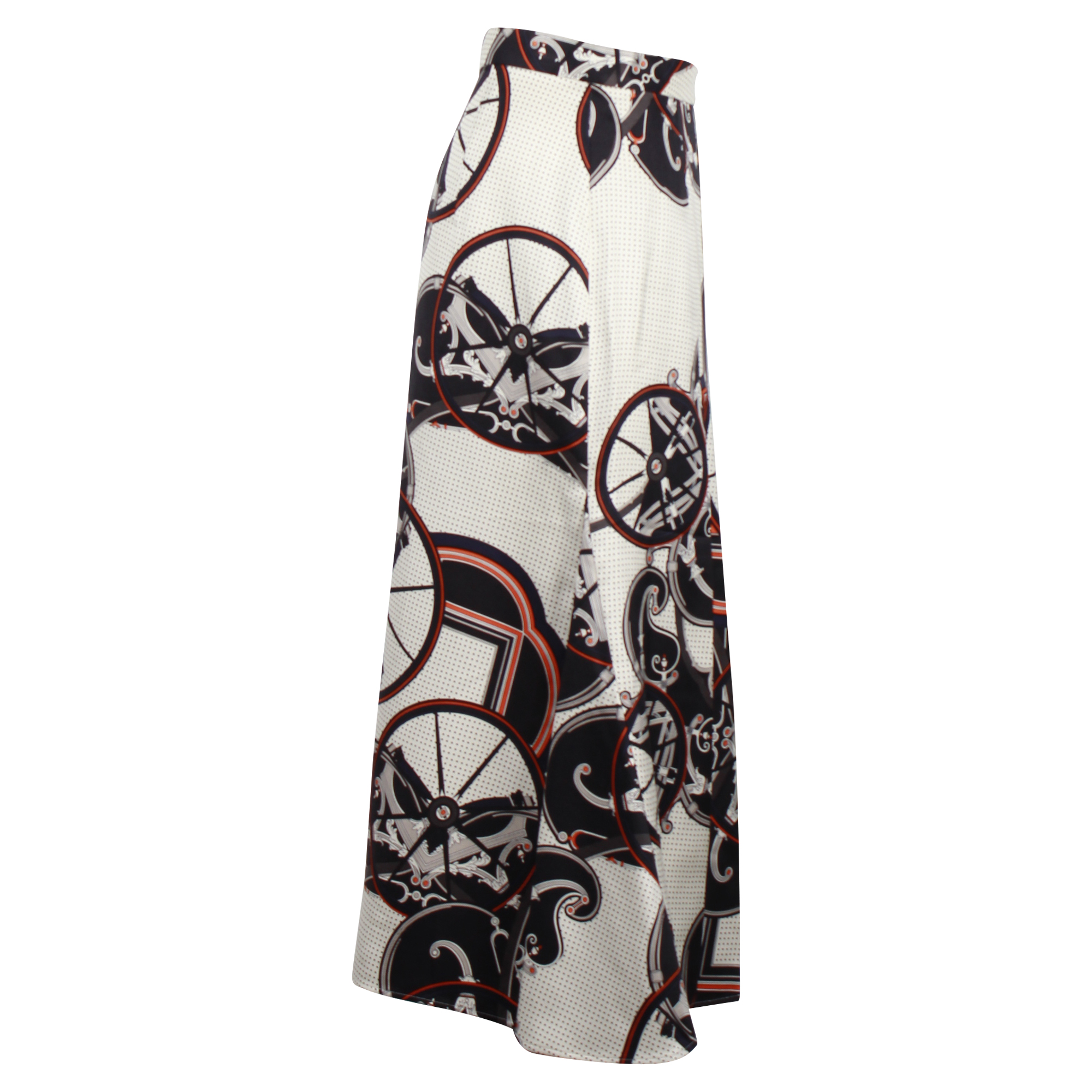 Hermes  Cream Printed Midi Skirt Size 36