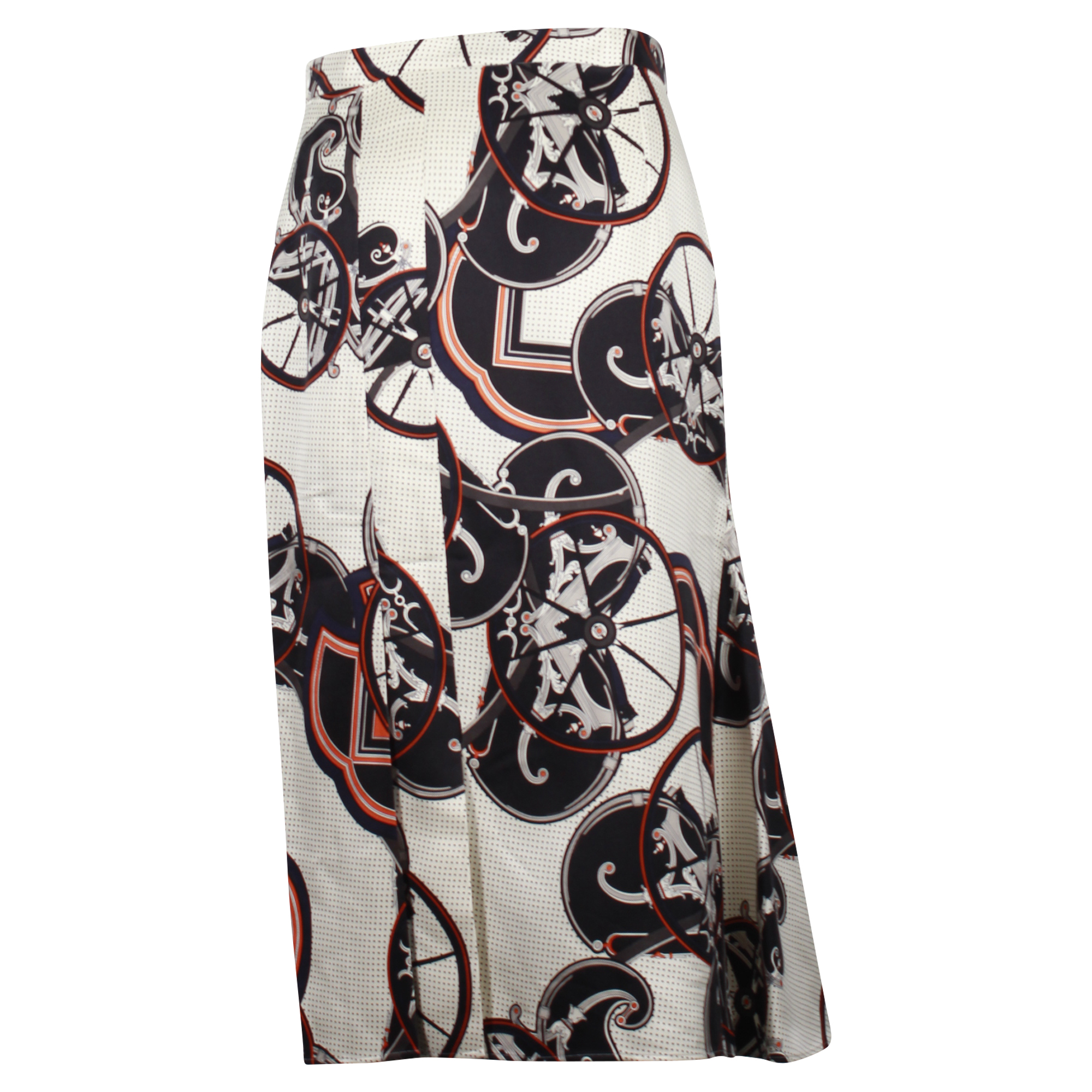 Hermes  Cream Printed Midi Skirt Size 36