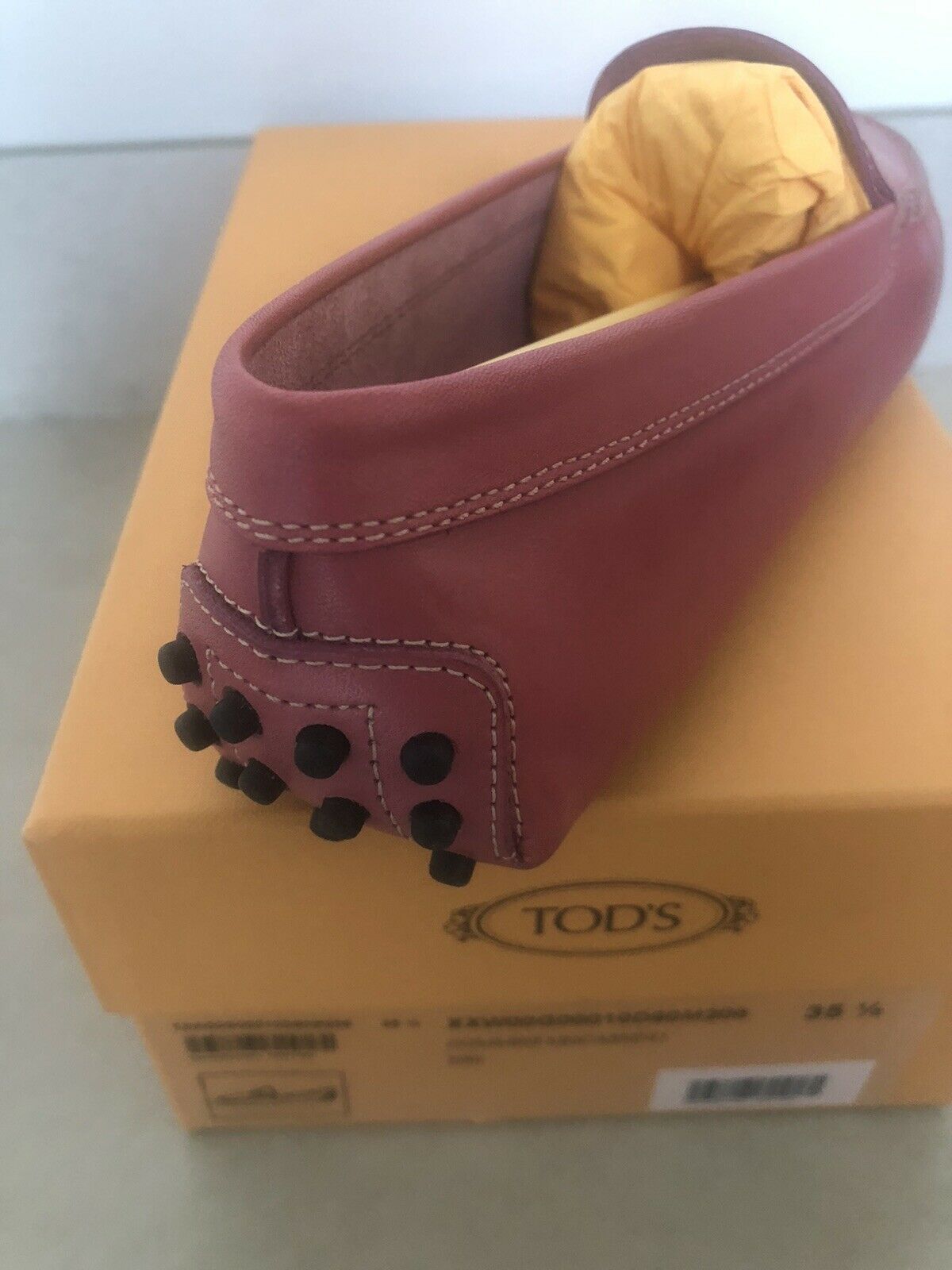 Tods Antique Rose Gommini Penny Loafers Size 355 Pink leather