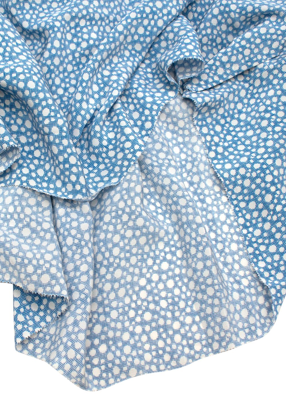 Preowned Balenciaga Blue Polka Dot Asymmetric Silk Blouse Size S Blue and White