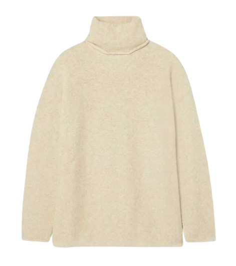 Lauren Manoogian Horizontal Alpaca Turtleneck Sweater Size L Beige