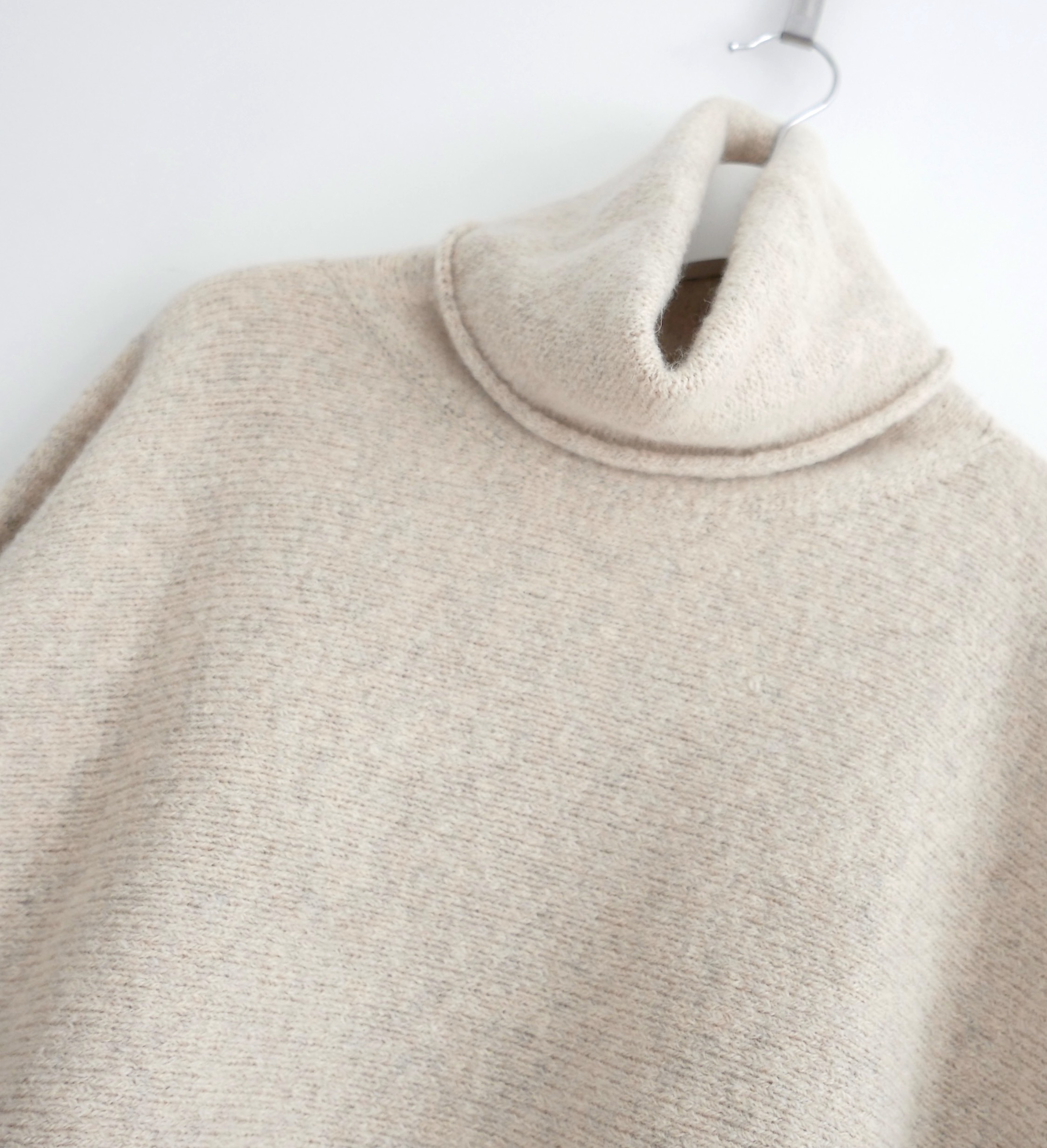 Lauren Manoogian Horizontal Alpaca Turtleneck Sweater Size L Beige