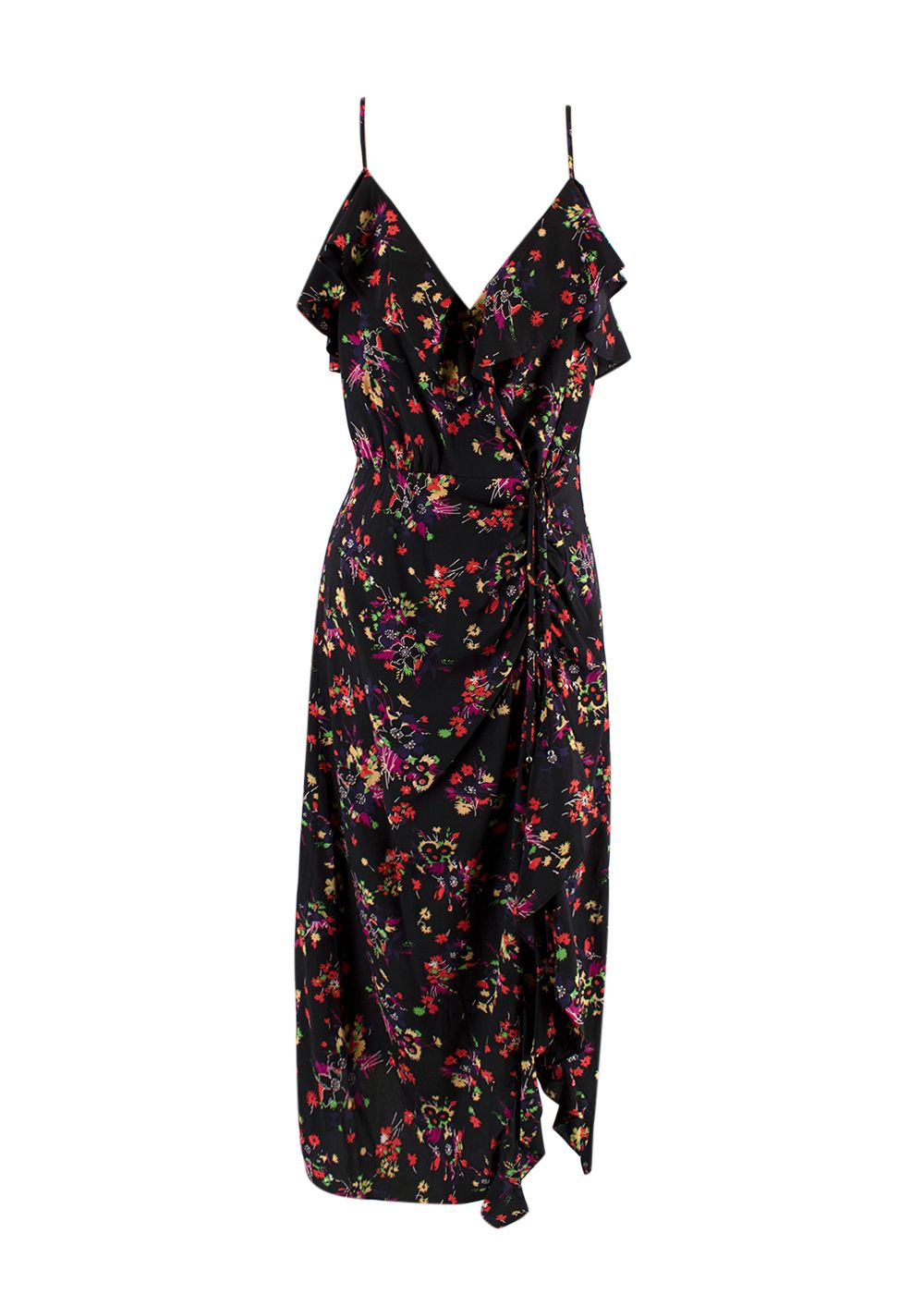 Veronica Beard Monica Floral Print Dress Size M Black and Floral silk