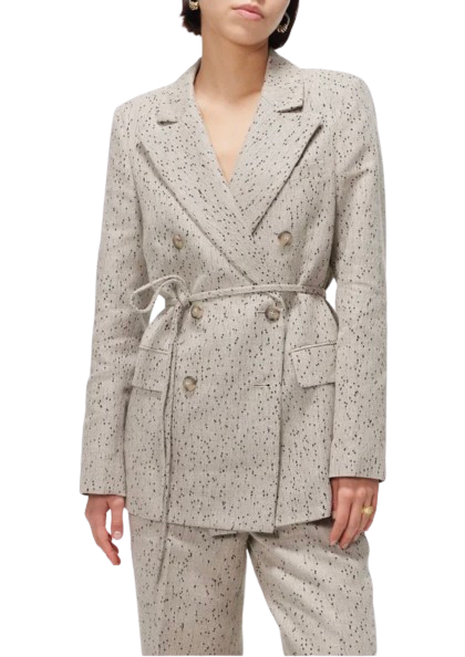 Altuzarra Altuzurra Beige Hattson Belted Sequinned-Tweed Blazer Size XS polyester