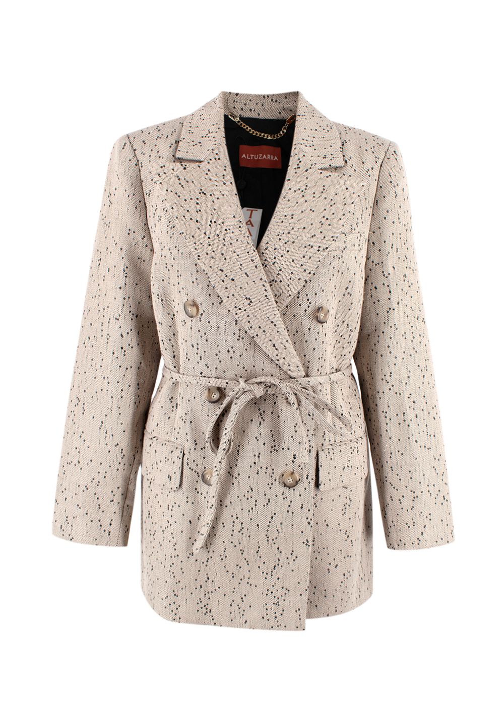 Altuzarra Altuzurra Beige Hattson Belted Sequinned-Tweed Blazer Size XS polyester