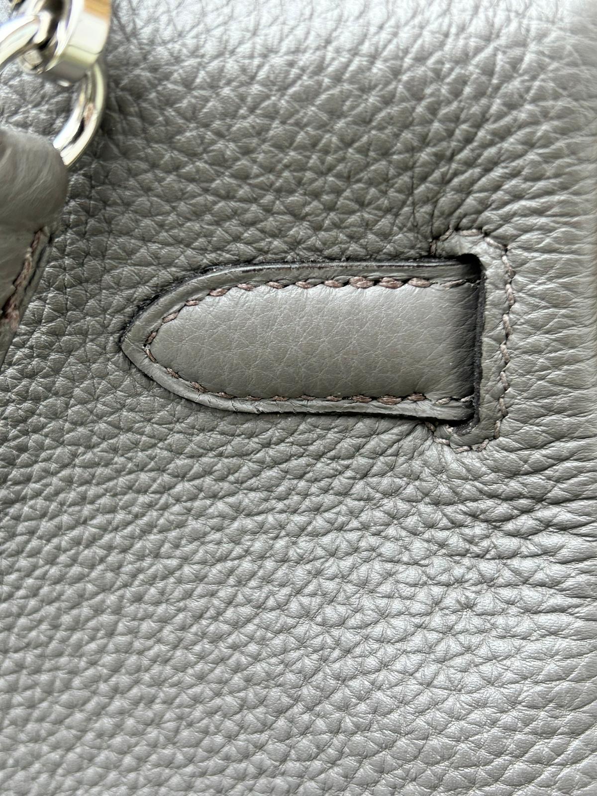 Preowned Hermes Kelly 32 Retourne in Gris Meyer Togo Leather with Palladium Hardware Grey