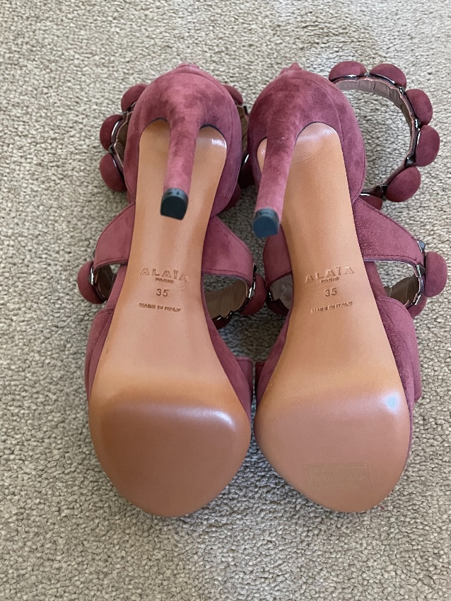 Alaia Bordeaux Suede Bombe Platform Sandals Size 35 Tan/Brown