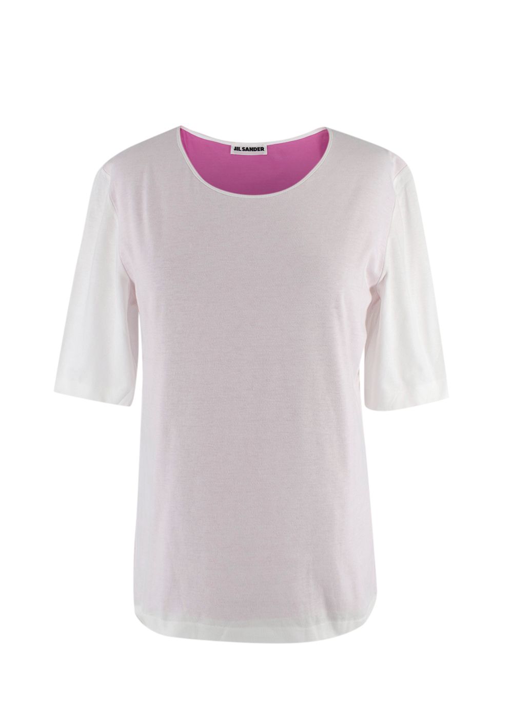 Jil Sander White T-Shirt with Pink Underlay Size L white pink cotton