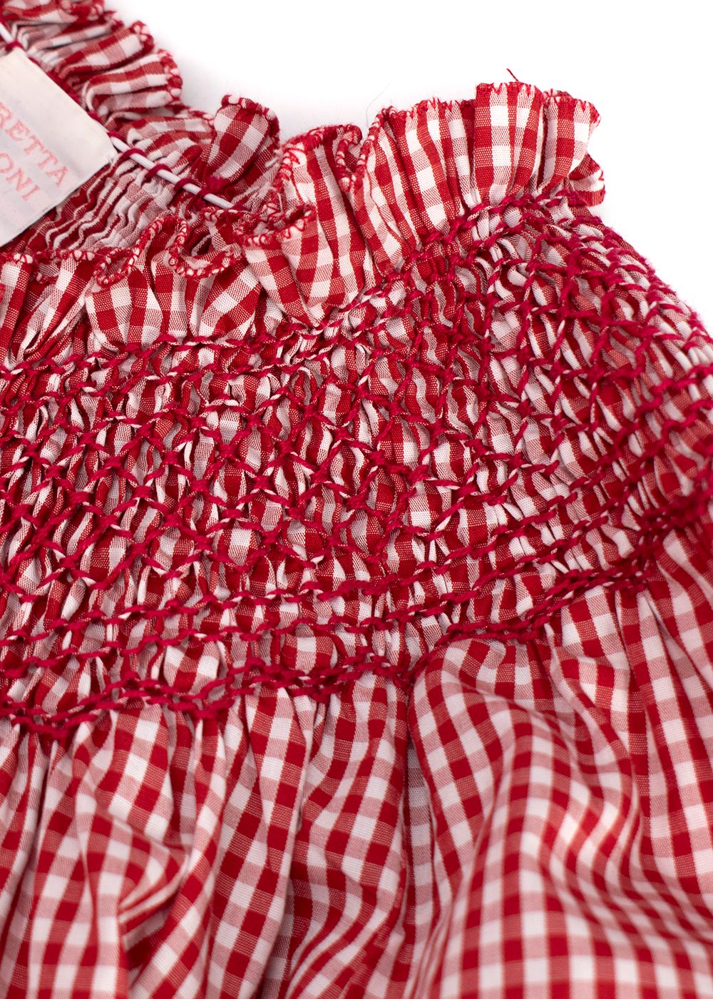 Loretta Caponi Red Gingham Off-shoulder Top Size XS