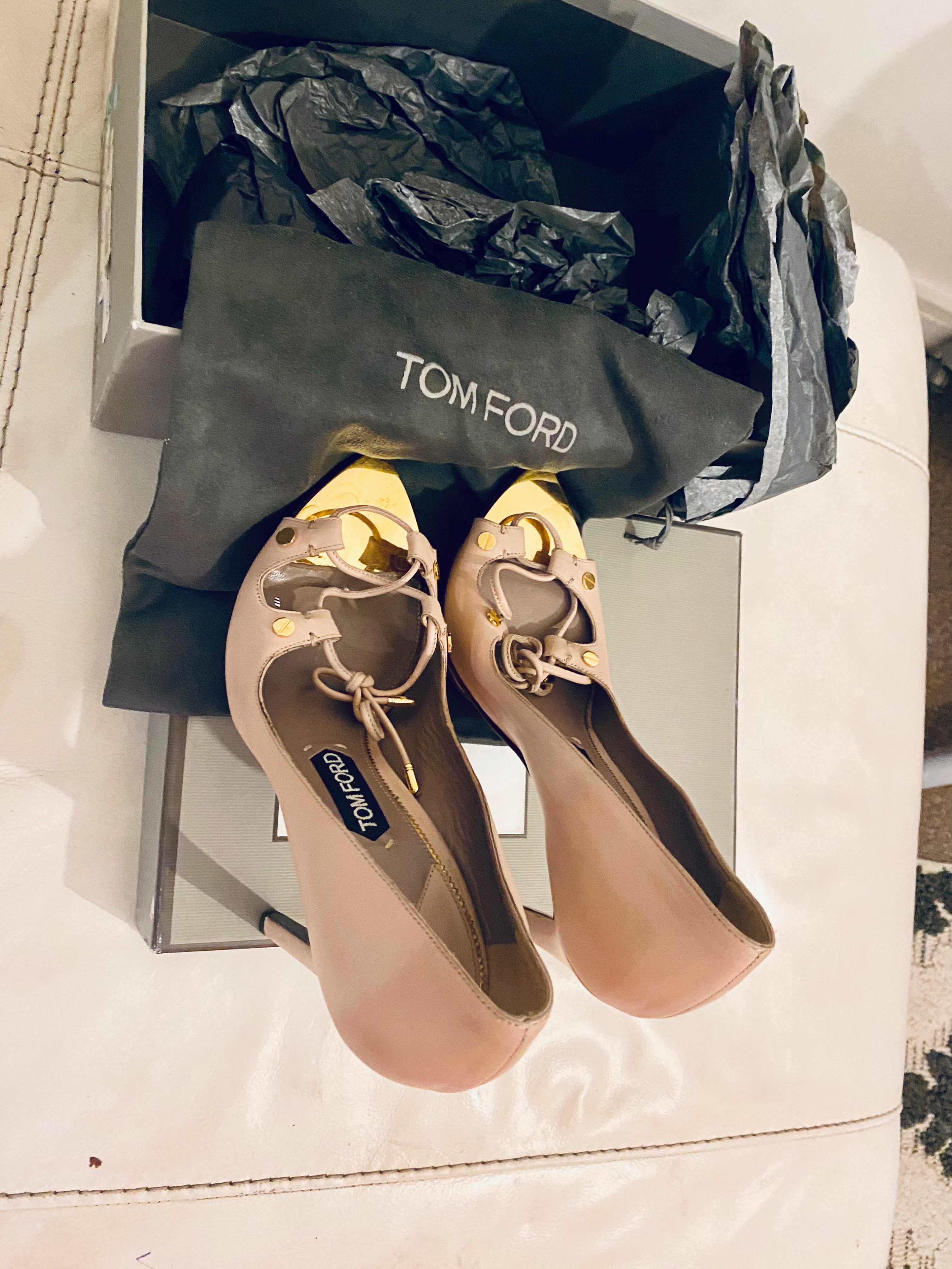 Tom Ford Lace-Up Platform Pump Light Pink Size 40 Beige leather