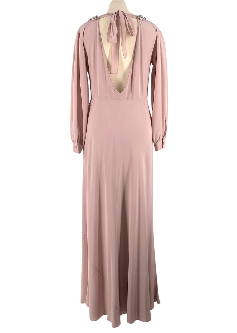 Miu Miu Blush Pink Crystal Embellished Silk Gown Size S