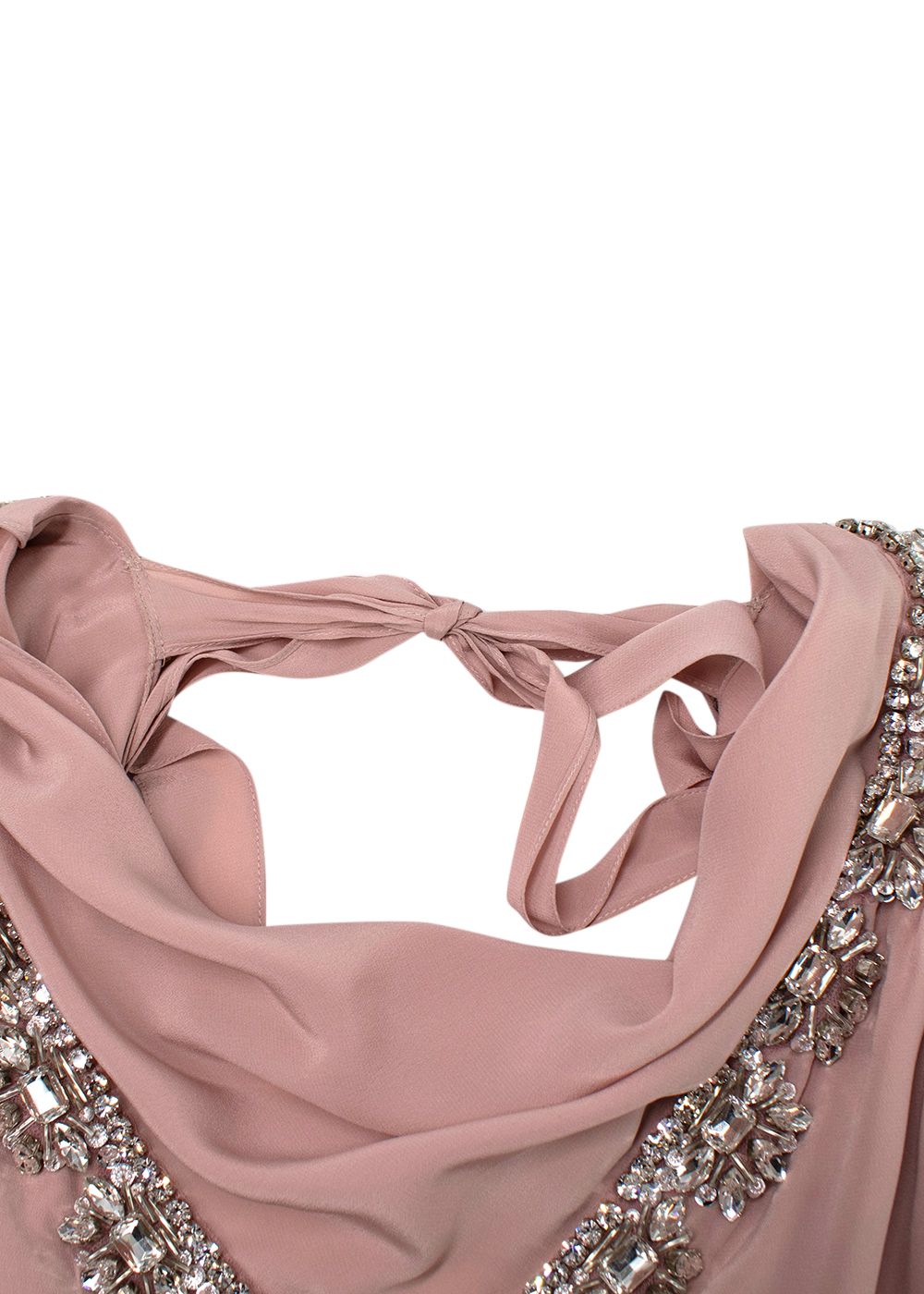 Miu Miu Blush Pink Crystal Embellished Silk Gown Size S