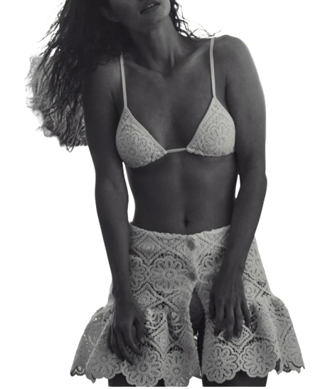 Borgo De Nor x Talia Collins White Crochet Divona Tie Bikini Size S recycled polyamide/elastane