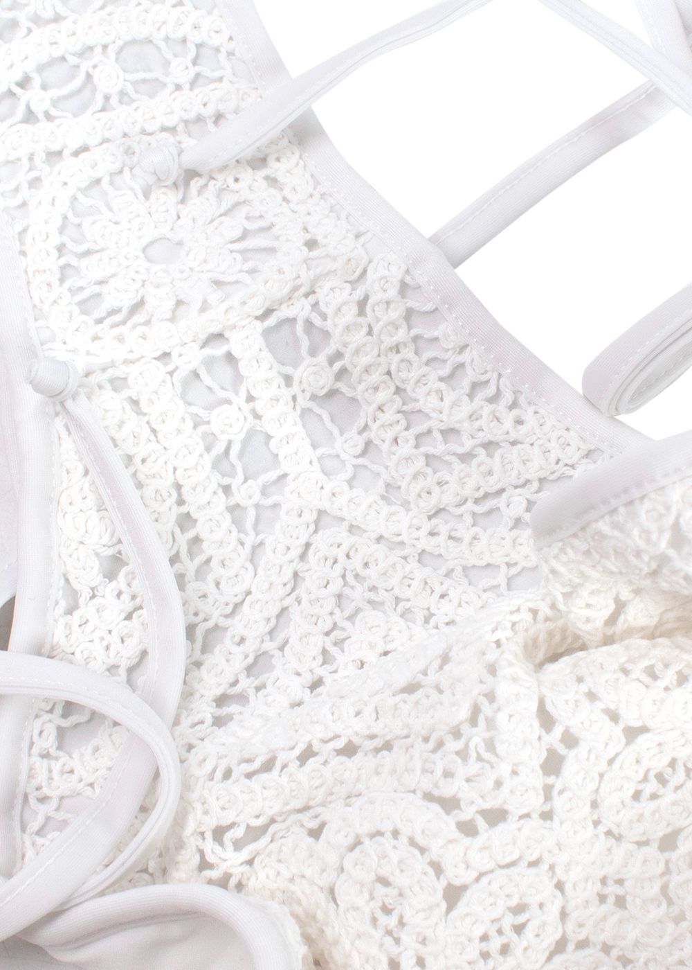 Borgo De Nor x Talia Collins White Crochet Divona Tie Bikini Size S recycled polyamide/elastane