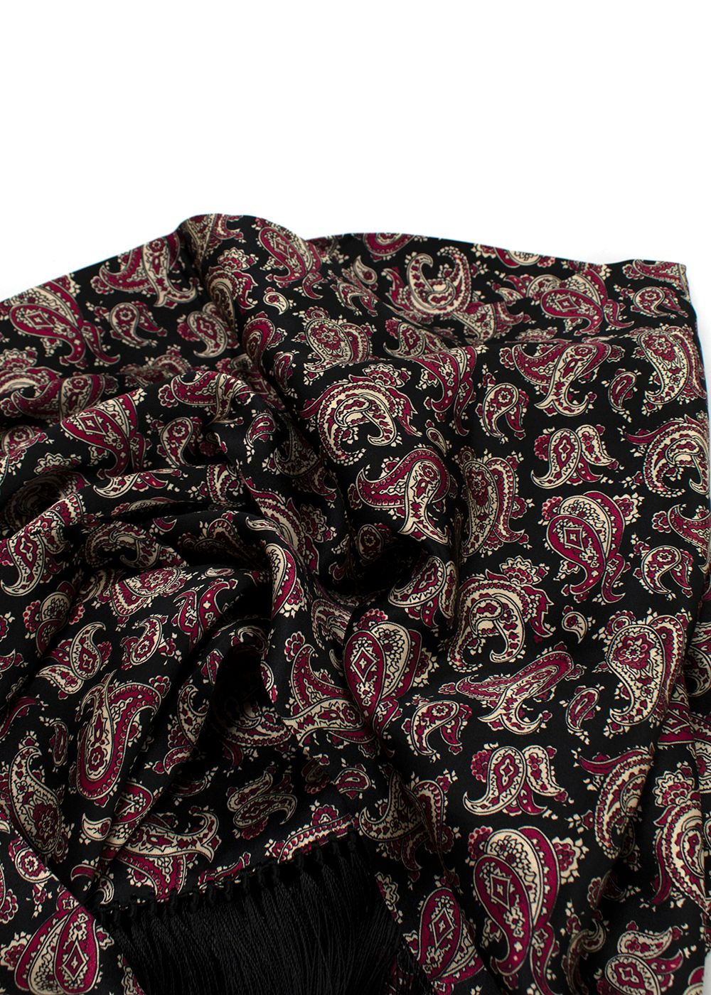 Bespoke Black and Red Paisley Pattern Silk Scarf black red