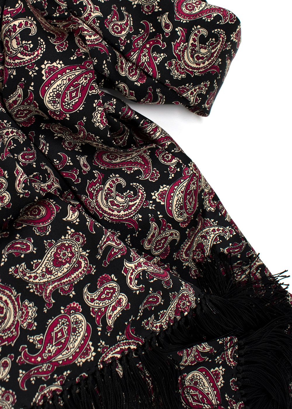 Bespoke Black and Red Paisley Pattern Silk Scarf black red