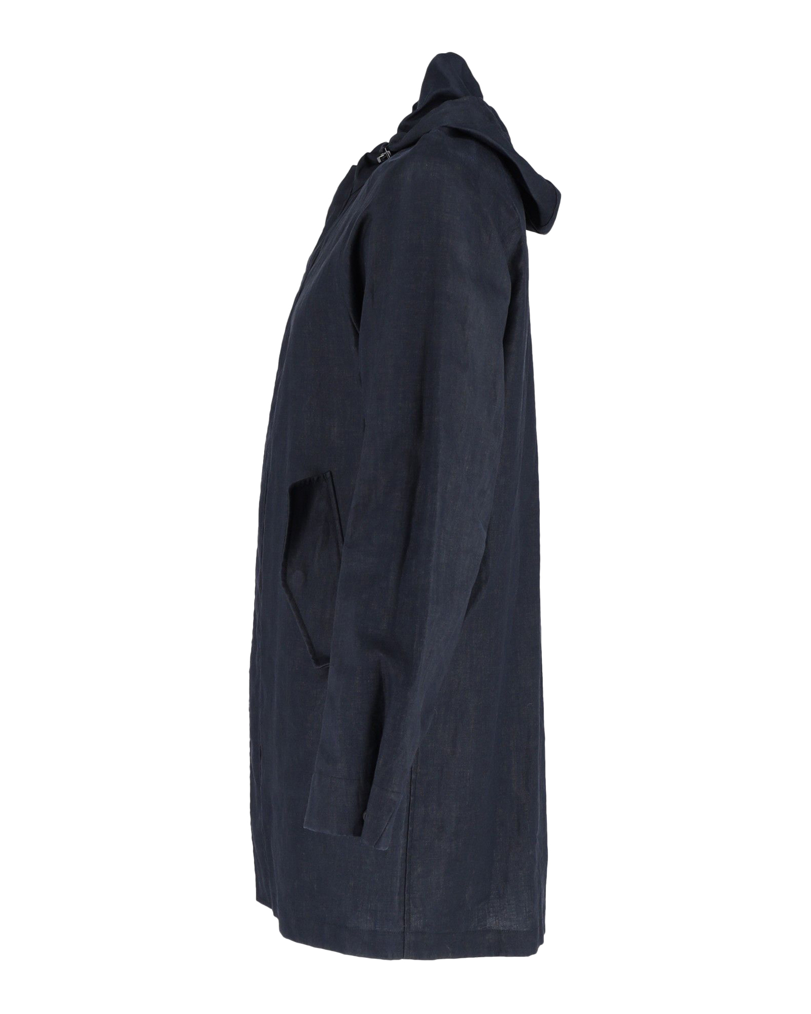 Men's Preowned Loro Piana Navy Storm System Hooded Coat Size S navy blue linen