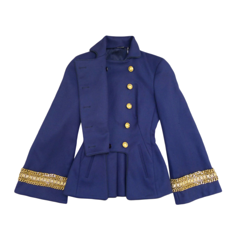 Preowned Alexander McQueen Blue Military Double Breasted Jacket Size XXS wool