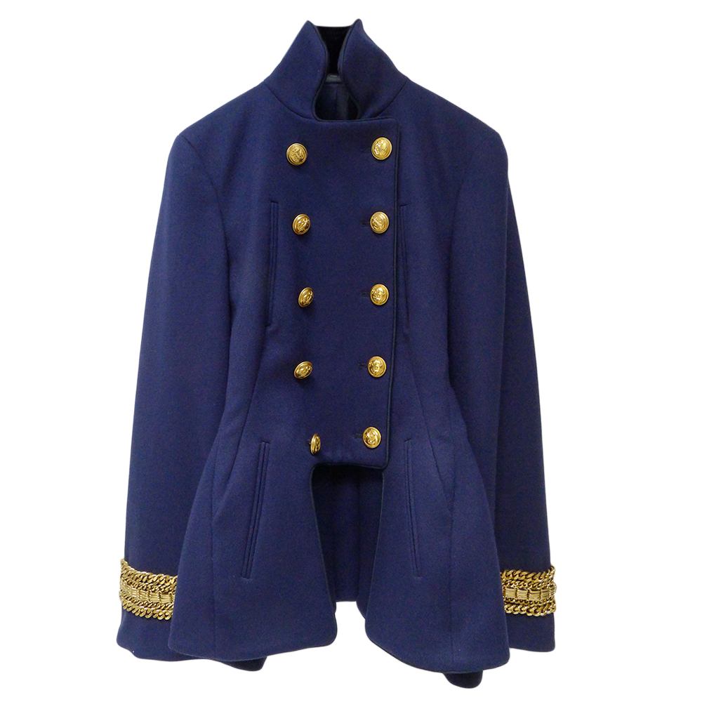 Preowned Alexander McQueen Blue Military Double Breasted Jacket Size XXS wool