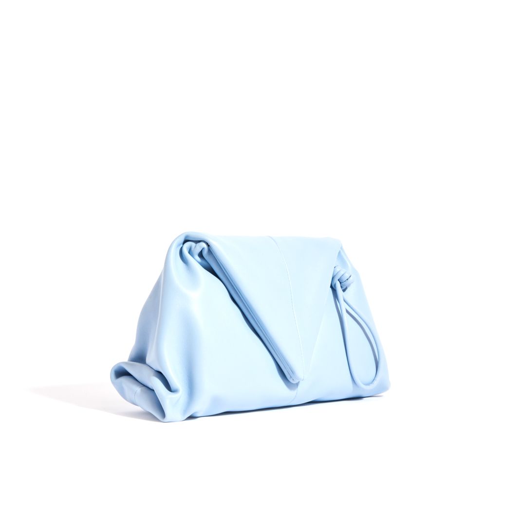 Preowned Bottega Veneta Ice Blue The Trine Leather Clutch