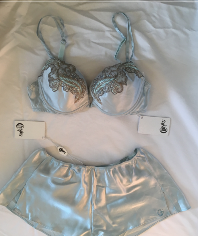 Christies Blue Silk Luna Bra  Shorts Size S