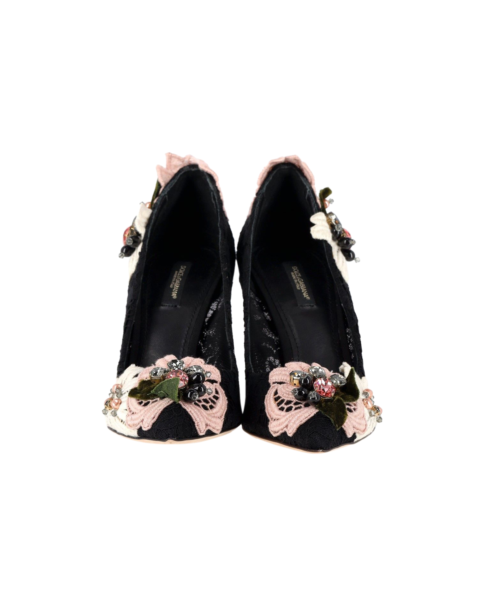 Preowned Dolce  Gabbana Black Floral Embroidered Lace Pumps Size 39 cotton