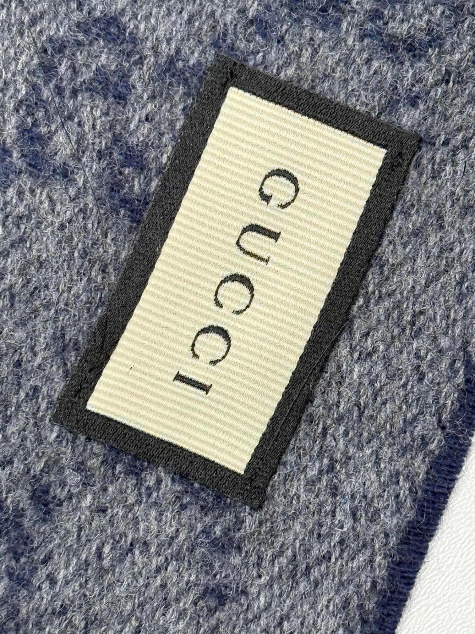 Men's Gucci Blue Monogram Cashmere Blend Shawl Night Blue cashmere/wool