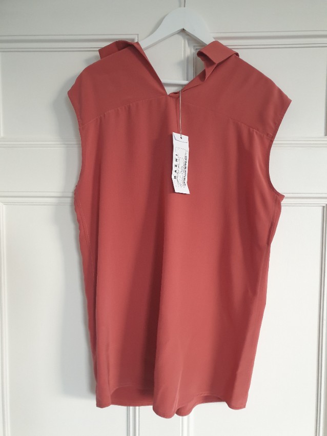 Marni brick red sleeveless silk top Size M