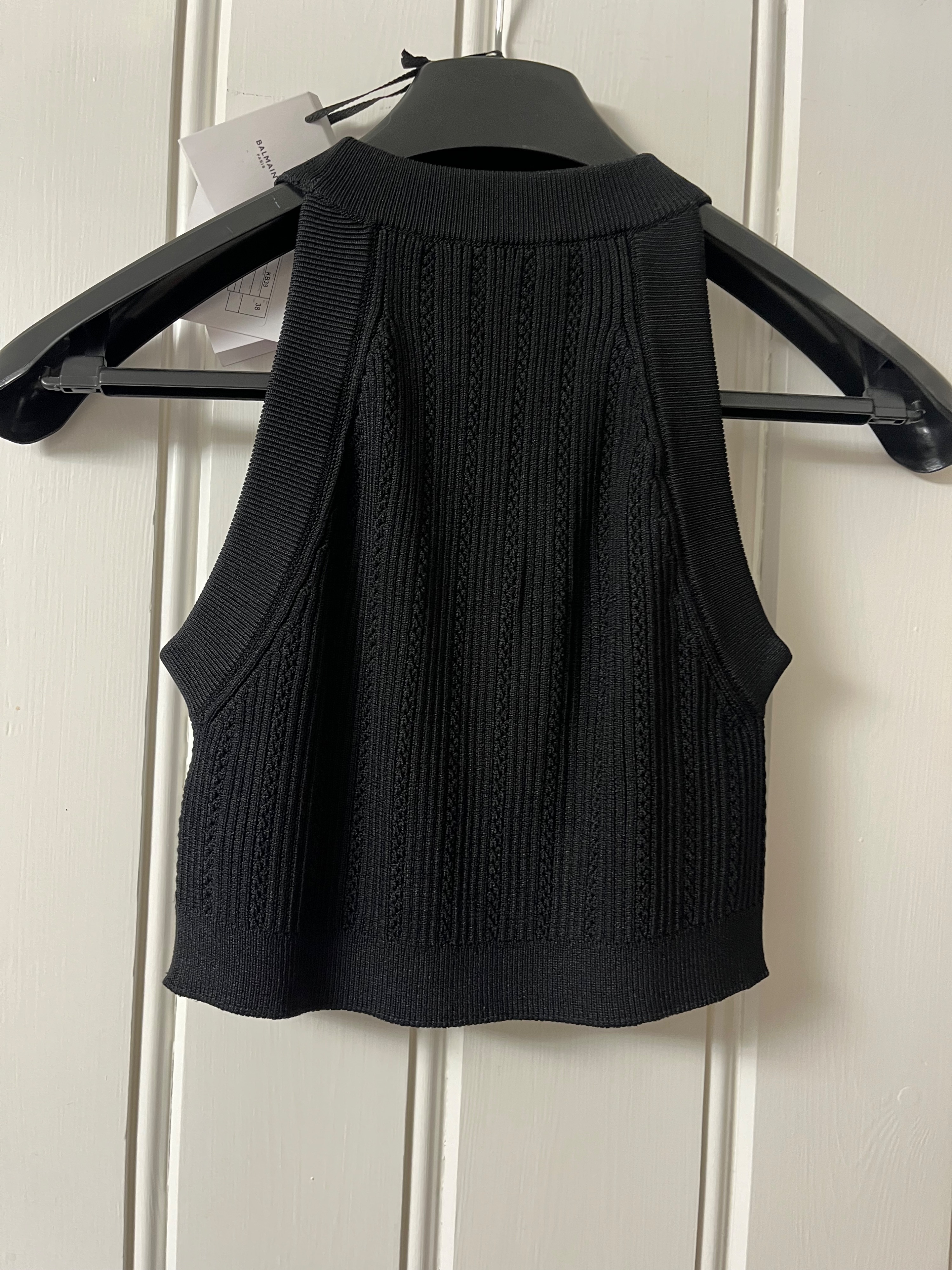 Balmain Black Knitted Crop Top Size S wool